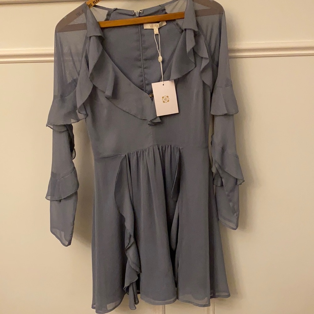 blue long sleeve dress